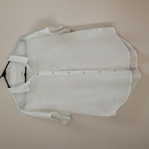 Universal Thread White Cotton Short Sleeve Button Front Shirt, Size XL